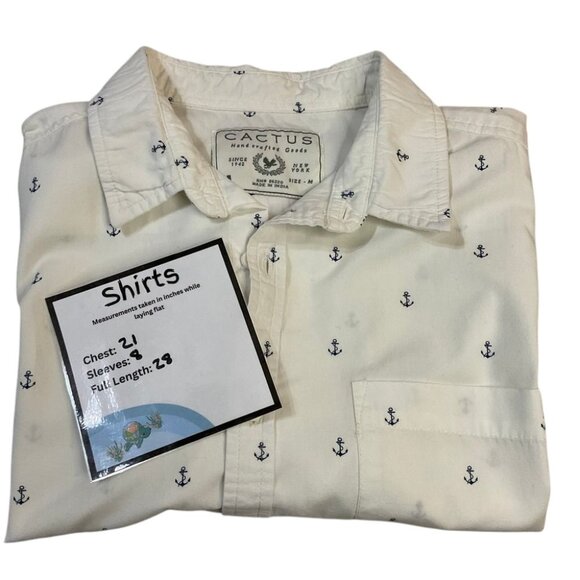Cactus Hand Crafted Goods Anchor Print Short Sleeve Button Down Shirt - Picture 6 of 6